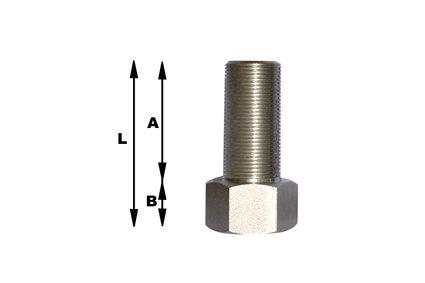 Adapter M16x1, black anodized, length (L) total=42mm, length (A) thread=30mm, axle hole=Ø12 fixed head version, thickness (B) 6mm, including 2 rings Ø30x3mm, 1 bolt d=6mm