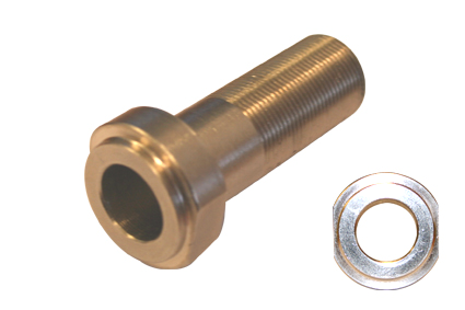 Adapter M16x1, nickel plated, length (L) total=51mm, length (A) thread=32mm, axle hole=Ø12,7mm fixed head version, thickness (B) 9mm